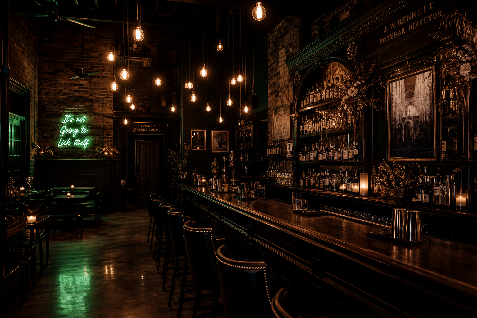 The bar interior — what used to be the viewing chapel